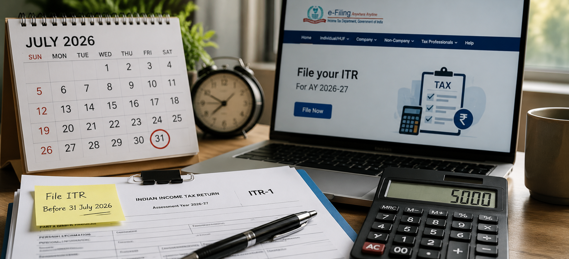 ITR Filing Deadline 31 July 2026: Over 4 Crore Returns Filed – Last-Minute Guide to Avoid ₹5,000 Penalty