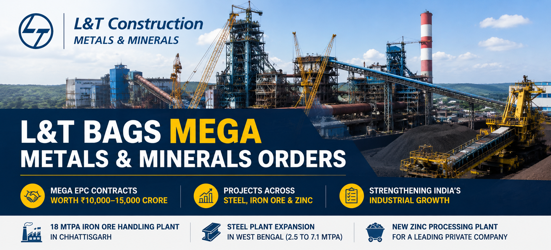 L&T Bags Mega Metals & Minerals Orders Worth ₹10,000–15,000 Crore: Here’s What the Projects Include