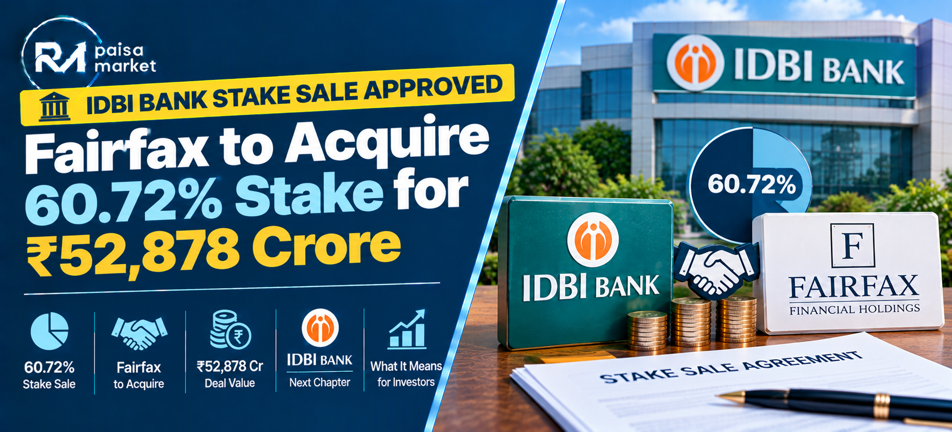IDBI Bank Stake Sale Approved: Fairfax to Acquire 60.72% Stake for ₹52,878 Crore – Impact on Banking Sector, Depositors & What Happens Next